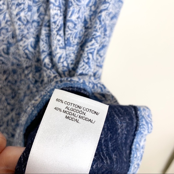 Lucky Brand Boho Floral Print Casual Tunic Short Sleeve T Shirt Blue Large L - Picture 8 of 10